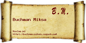 Buchman Miksa névjegykártya